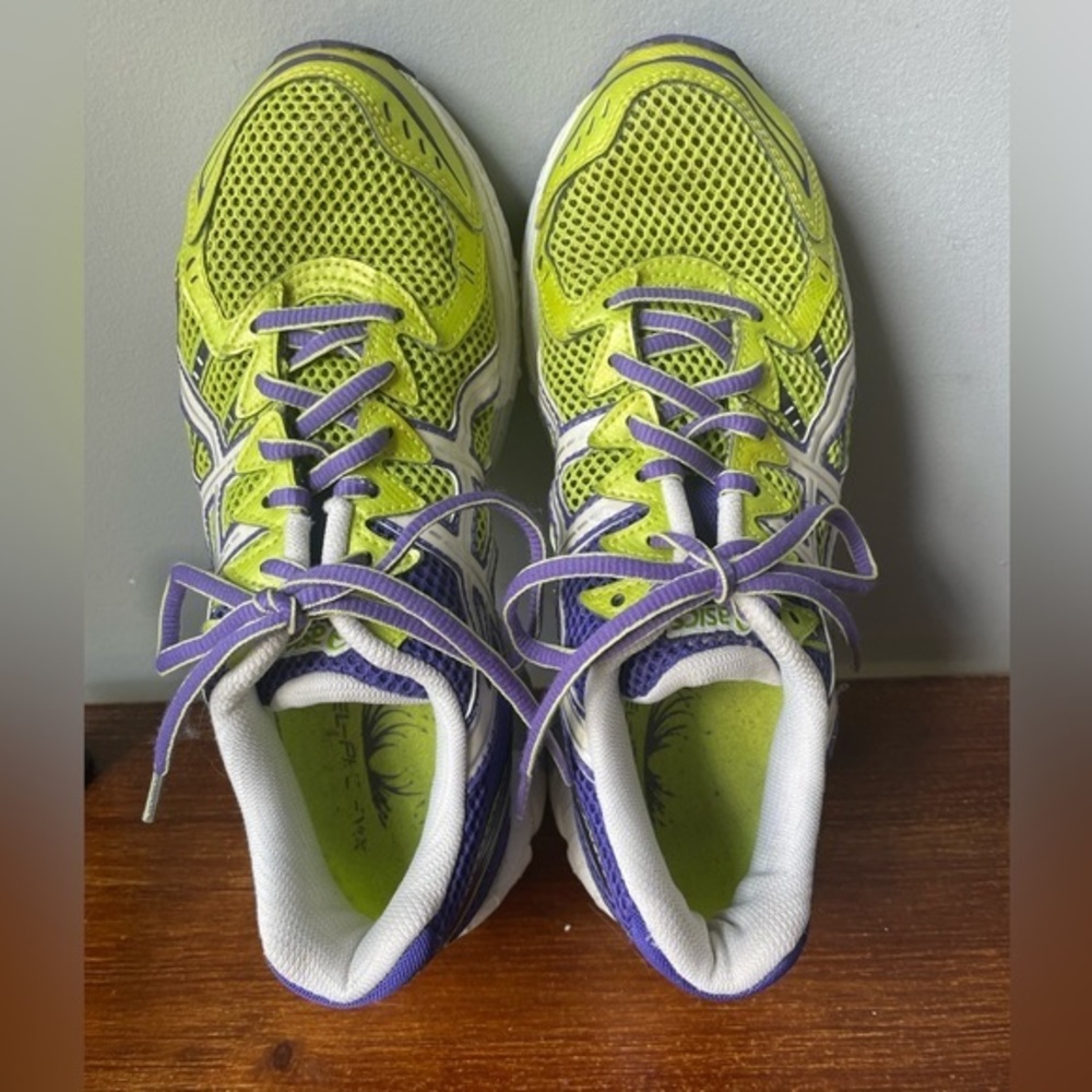 Asics Ladies Womens Lime Green and Purple Sneakers